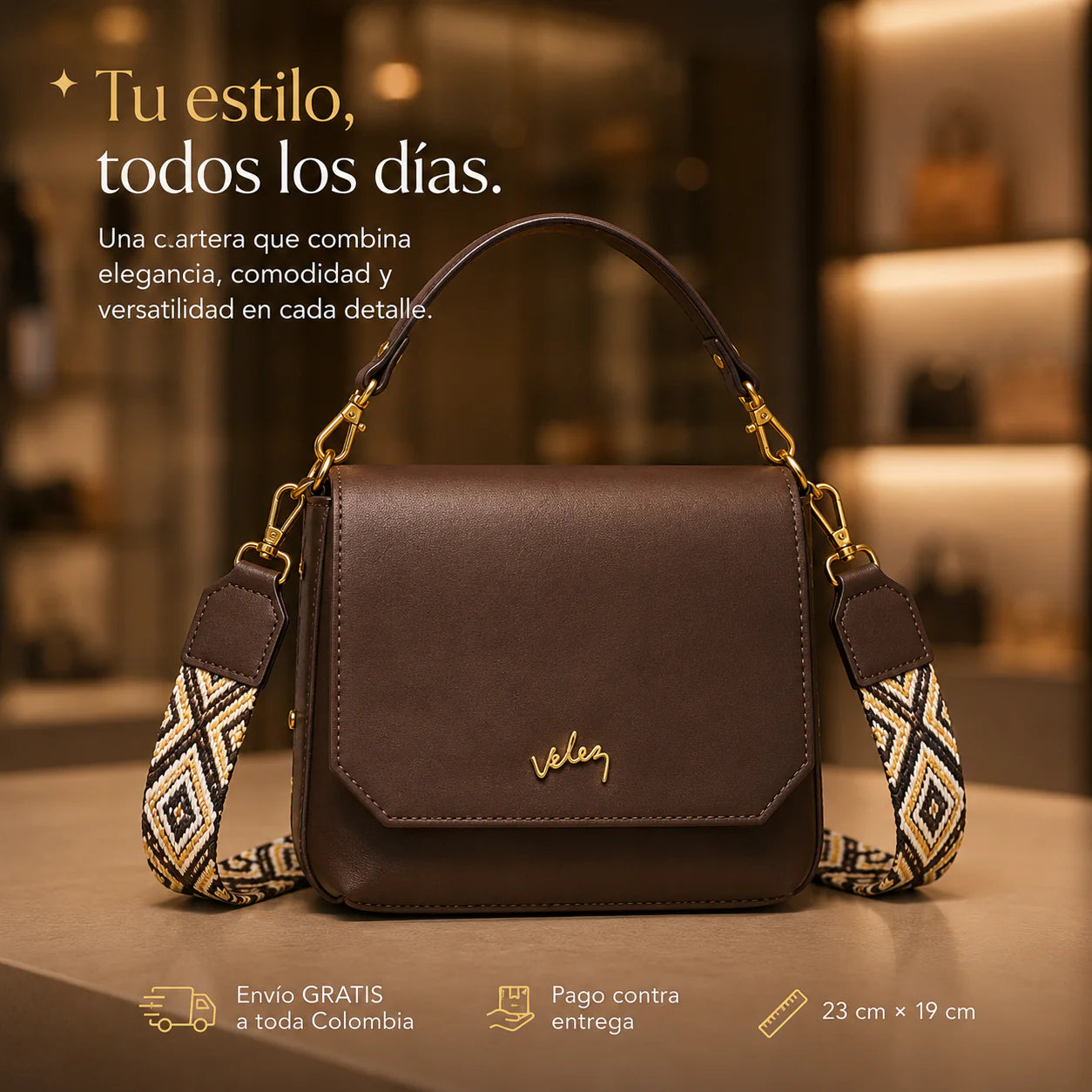 Bolso Carriel Vélez de Cuero Legítimo - Lanzamiento Exclusivo Con 80% de Descuento🎁
